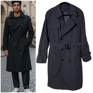 DSCP Garrison Collection Black Dbl Breast Trench Cosy Zip Lining Men's Sz 38R